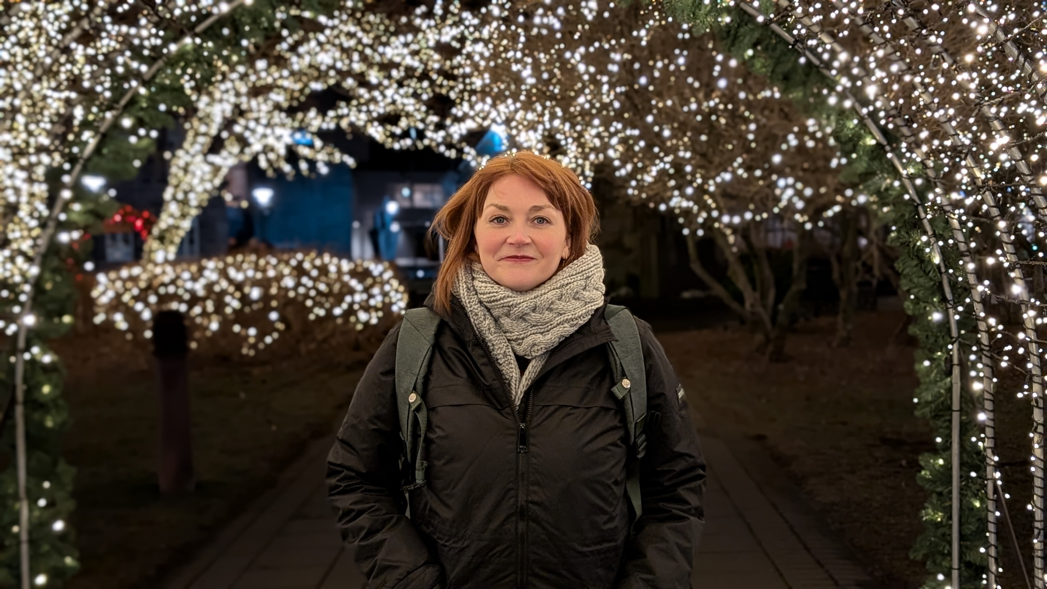 Kim in the night light